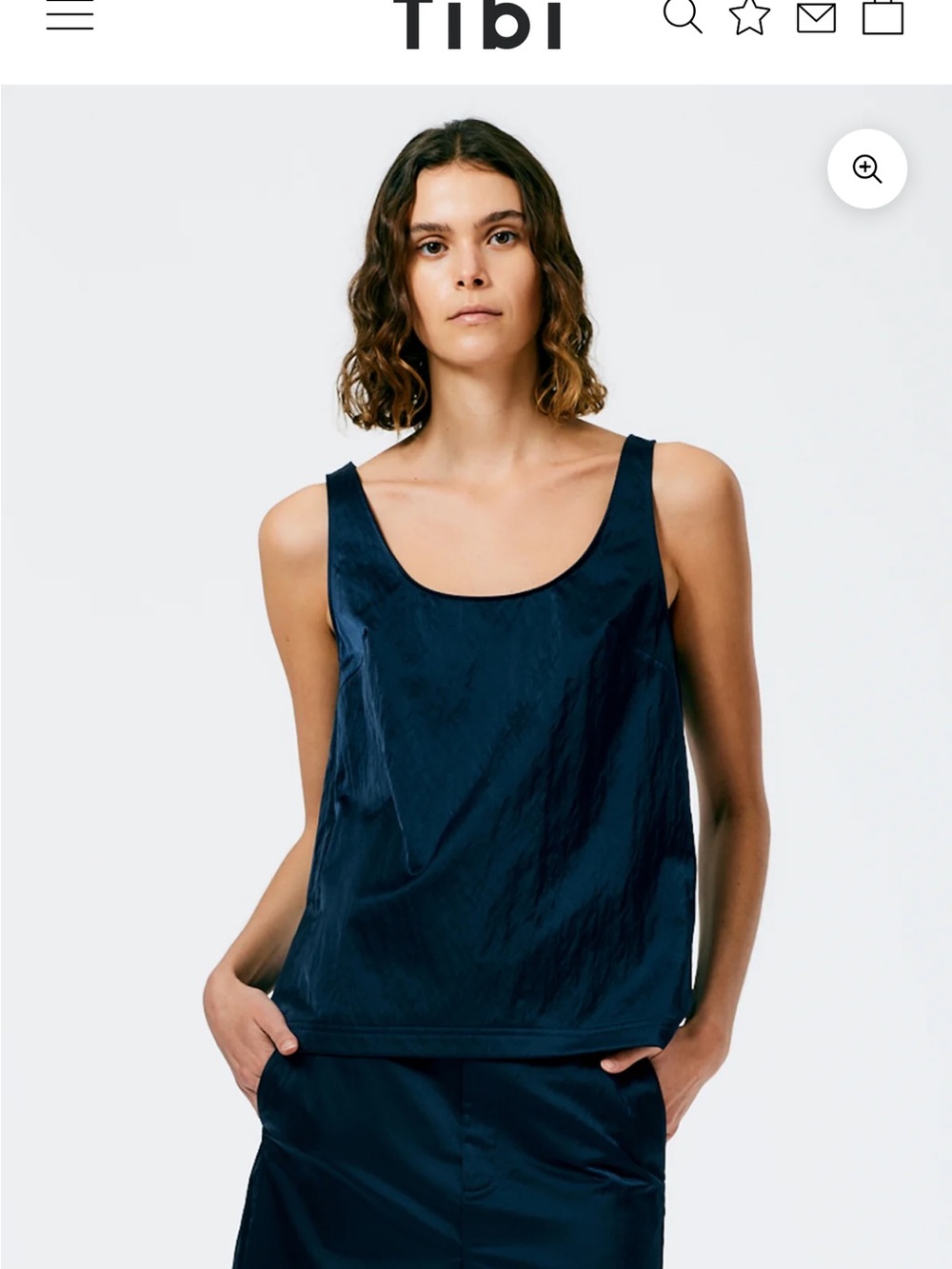 Tibi Luxe Eco Satin Nylon Scoopneck Tank